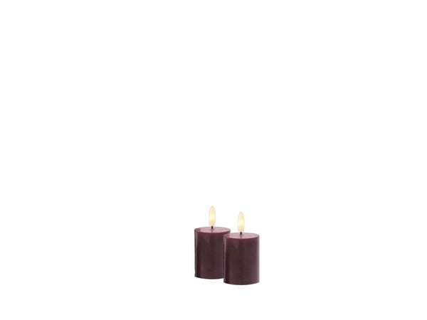 Sirius Sille oppladbart blokklys mini bordeaux - Ø 5 cm - H 6,5 cm - 2 stk