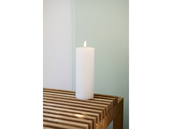 Sirius Sille oppladbart blokkslys - Hvit - Ø 7,5 cm - H 20 cm