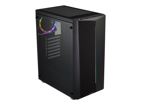 FSP CMT151 - torni - ATX - sivupaneeli ikkunalla - ei virtalähdettä - musta - USB/ääni