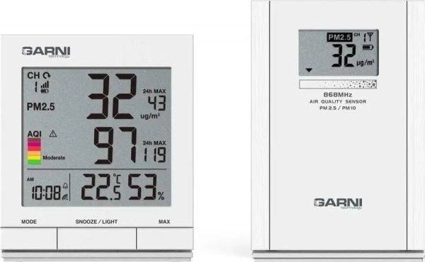 GARNI 204 OneCare, Hvit, Luftkvalitet, Inne hygrometer, Inne Termometer, Hygrometer, Termometer, 1 - 99%, 1%, 0,1 °C