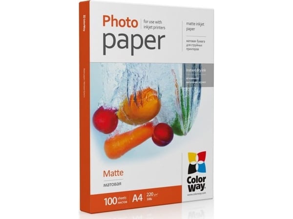ColorWay fotopapir | PM220100A4 | Hvit | 220 g/m² | A4 | Matte