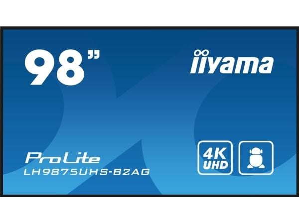 iiyama ProLite LH9875UHS-B2AG - 98" Diagonalklasse (97.5" synlig) LED-bakgrunnsbelyst LCD-skjerm - intelligent skilting - med innebygd mediespiller...