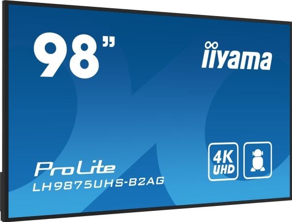 iiyama ProLite LH9875UHS-B2AG - 98" Diagonalklasse (97.5" synlig) LED-bakgrunnsbelyst LCD-skjerm - intelligent skilting - med innebygd mediespiller...