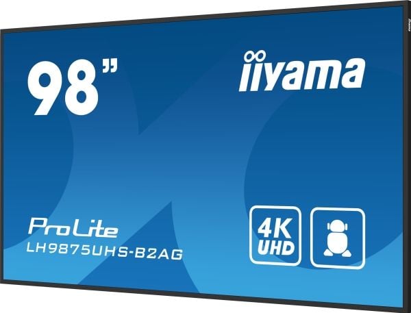 iiyama ProLite LH9875UHS-B2AG - 98" Diagonalklasse (97.5" synlig) LED-bakgrunnsbelyst LCD-skjerm - intelligent skilting - med innebygd mediespiller...