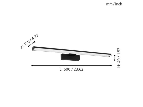 Eglo Pandella 1 Speillampe 60 cm. - Svart