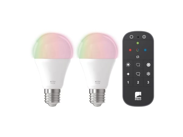 EGLO CONNECT-Z E27 LED A60 (pakke m. 2) opale standardpærer, justerbart lys + fjernkontroll