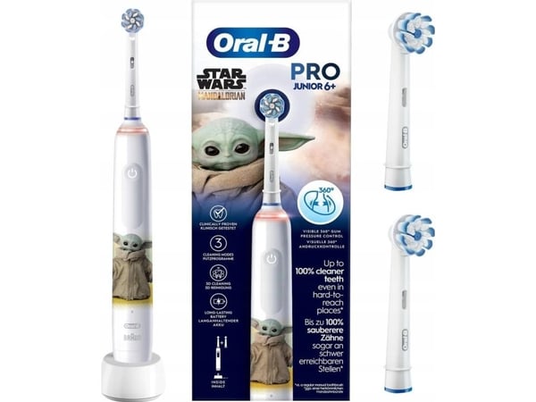 Oral-B PRO 14876674, Barn, Roterende Tannbørste, Daglig stell, Polering, Sensitiv / Myk, Flerfarget, Hvit, 4 x 30 sec, Soft (myk)