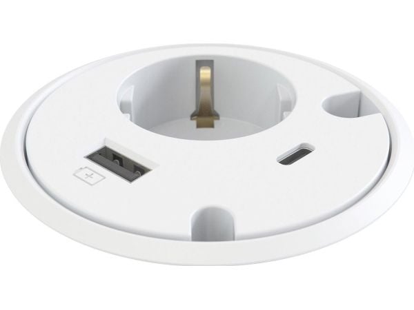Powerdot, 1 power 1 USB-A charger 1 USB-C port 2 grommet, w