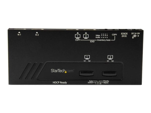 StarTech.com 2x2 HDMI Matrix Switcher - 4K UltraHD HDMI Switch with Fast Switching, Auto-Sensing and Serial Control (VS222HD4K) - Video/audio switc...