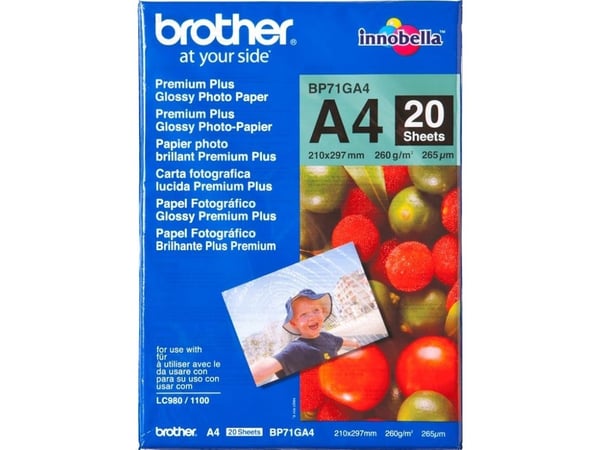 Brother Innobella Premium Plus BP71GA4 - Blank - A4 (210 x 297 mm) - 260 g/m² - 20 ark fotopapir - for Brother DCP-J1140, J1200, J1800, J4140, J926...
