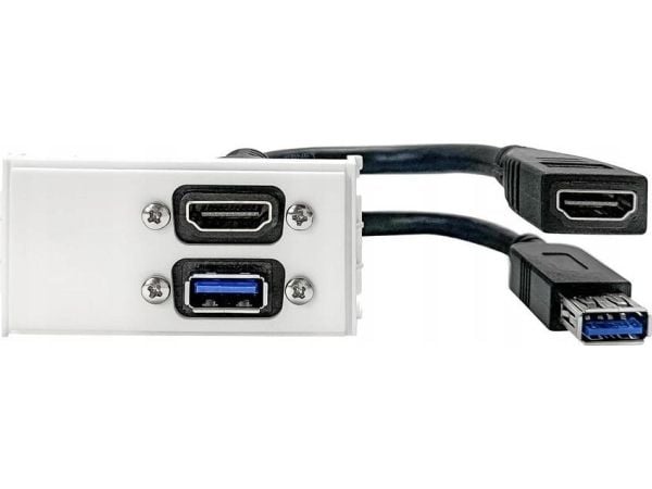 VivoLink - Utloppspanel - väggmontering - HDMI, USB 3.0 Type A - vit