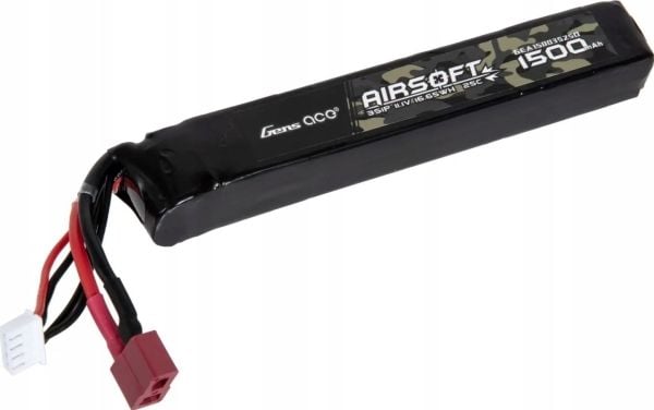 Gens ace 25C 1500mAh 3S1P 11,1V Airsoft Gun Lipo-batteri med T-pluggkontakt