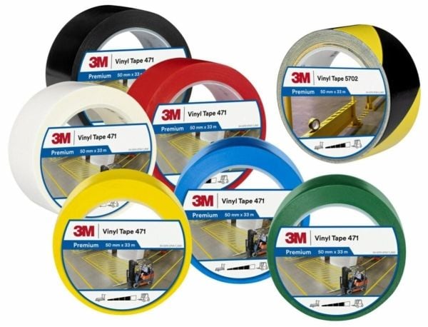 3M 5702, Svart, Gul, Gummi, Vinyl, 33 m, 50 mm