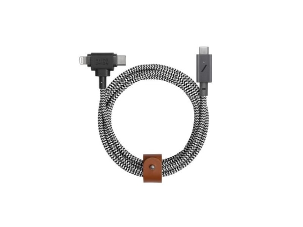 Native Union Belt Duo Pro, Svart, Vit, USB C, USB C/Lightning, 1,5 m, Hankoppling, Hankoppling