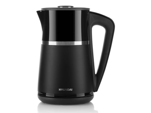 Hyundai vedenkeitin VK-309 MUSTA (2200 W, 1,7 L SÄÄDÖLLISYYS 40°C - 90°C, KAKSISEINÄINEN)
