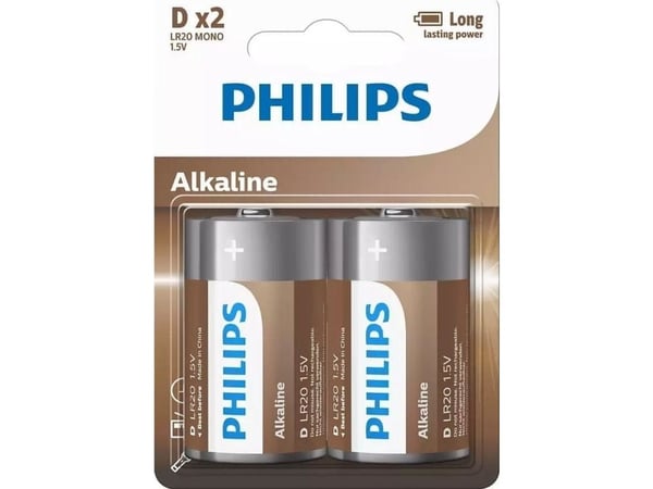 Philips alkaline-batteri D 2-pack - 2110058