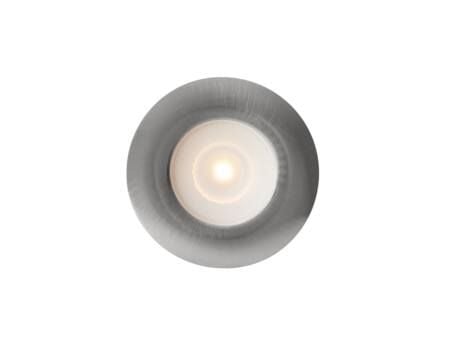Downlight Thin G2 Børstet stål 2700K, 225lm, 90° spredning, 2,1W, 700mA. Integreret klemrække. Laveste indbygningshøjde 10 mm.