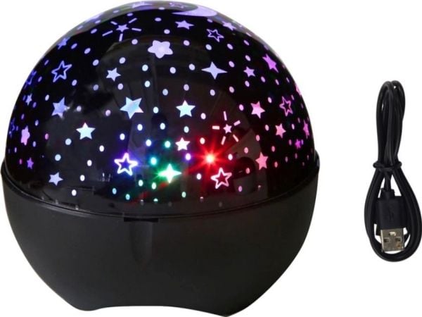 LeanToys stjerneprojektor nattlampe høyttaler 2-i-1 svart
