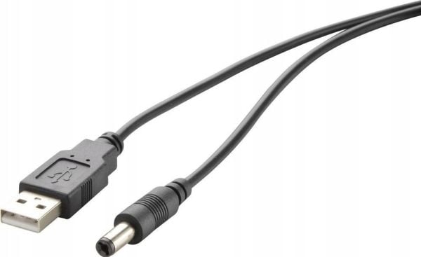 Renkforce USB-virtajohto USB 2.0 USB-A uros, DC-pistoke 3,5 mm 1,00 m Musta kullattu pistoke RF-4079667