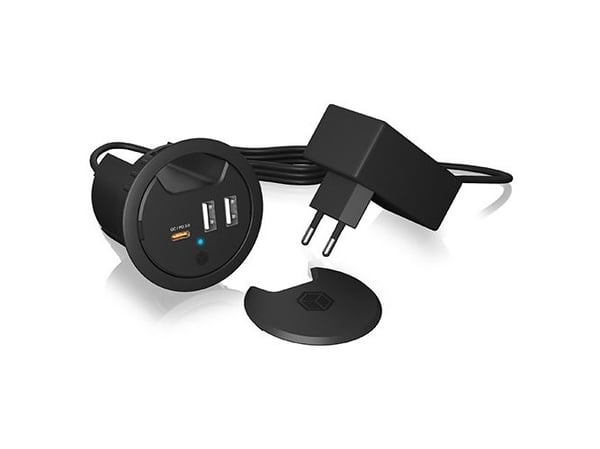 Icy Box IB-HUB1407 3-porters bordlader, 2x USB-A, 1x USB-C, 60 mm hull
