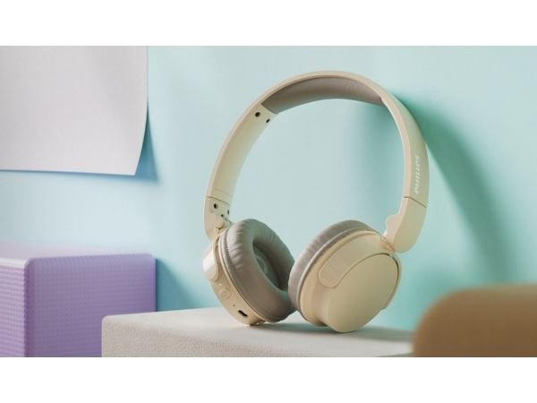 Philips TAH3209BG - Hodetelefoner med mikrofon - over-øret-montering - Bluetooth - trådløs - beige