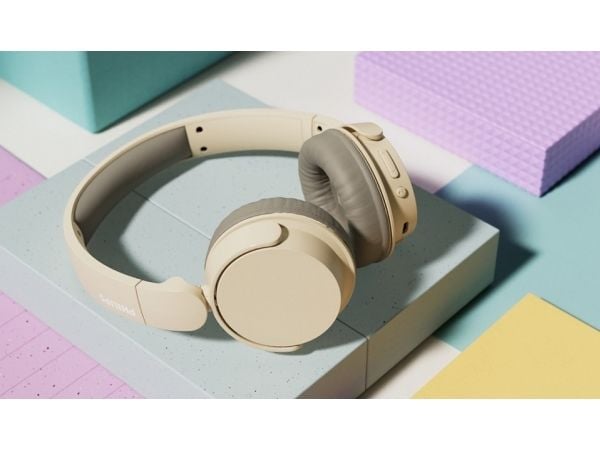 Philips TAH3209BG - Hodetelefoner med mikrofon - over-øret-montering - Bluetooth - trådløs - beige