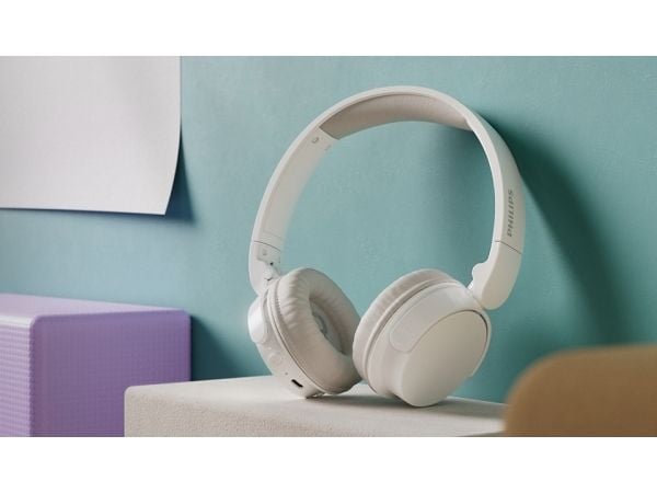Philips TAH3209WT - Hodetelefoner med mikrofon - over-øret-montering - Bluetooth - trådløs - silkehvit