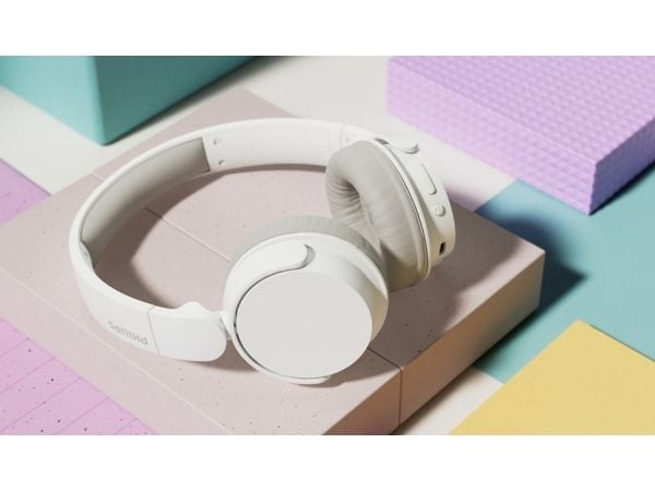 Philips TAH3209WT - Hodetelefoner med mikrofon - over-øret-montering - Bluetooth - trådløs - silkehvit