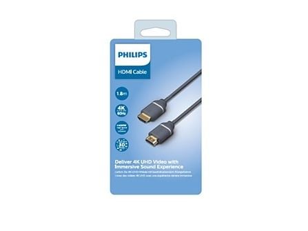 Philips SWV5610G/00, 1,5 m, HDMI Type A (Standard), HDMI Type A (Standard), 3D, 18 Gbit/sek, Grå