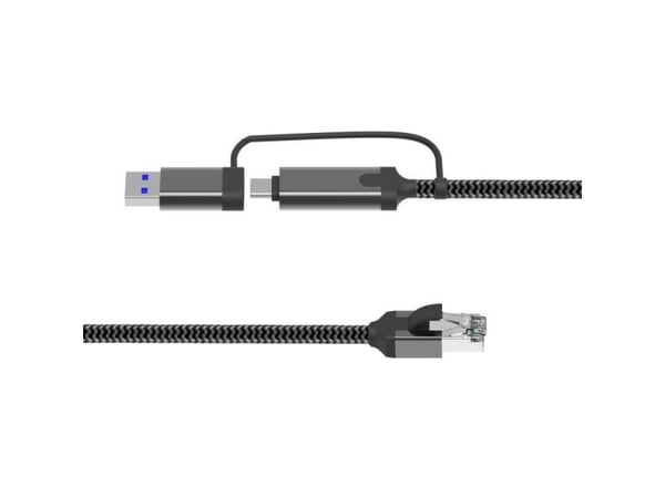 MicroConnect - Nettverkskabel - RJ-45 (hann) til USB-type A, 24 pin USB-C - 3 m - FTP - CAT 6 - USB 3.0 - svart
