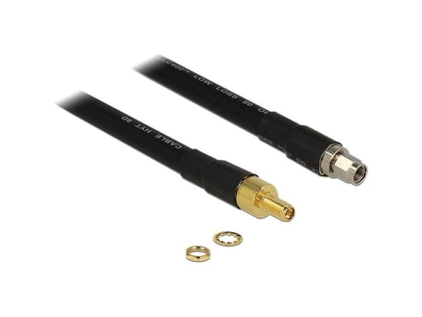Delock - Antennekabel - RP-SMA hunn til RP-SMA hann - 3 m - koaksial - svart