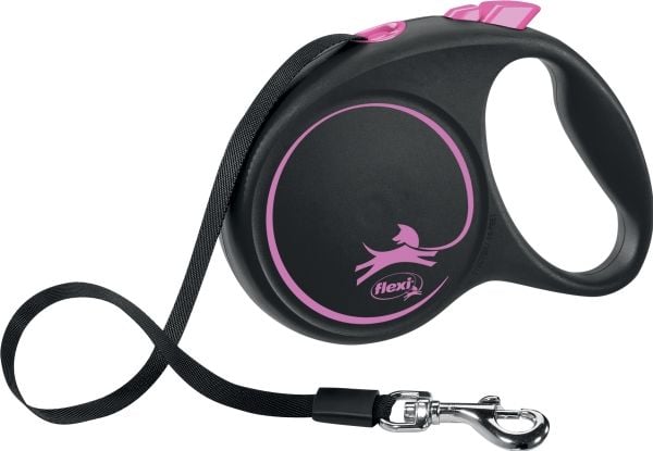 Flexi Automatic lanyard Black Design M, 5 m, Rosa