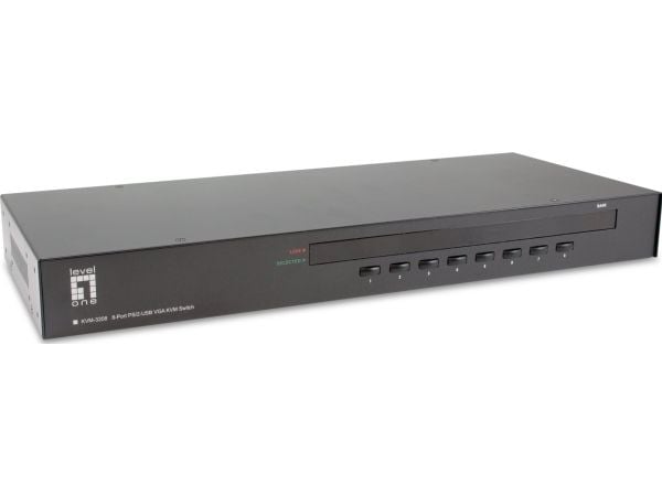 LevelOne KVM-3208, 2048 x 1536 piksler, Rack-montering, 1U, Sort