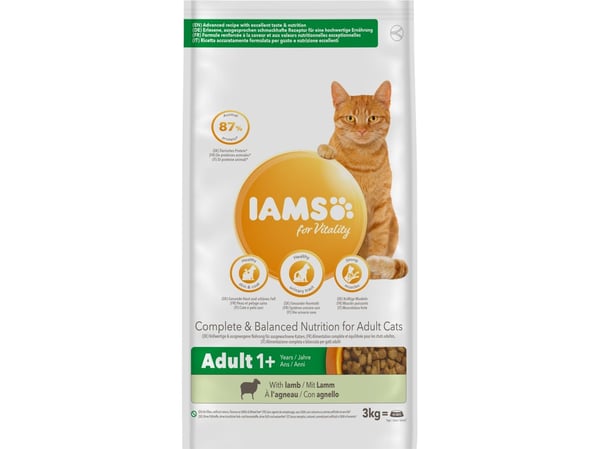 Iams CAT Vitality vuxen katt, lamm 3 kg