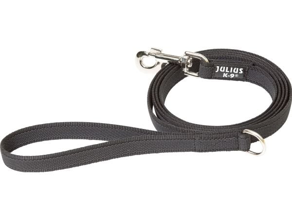 Julius-K9 K9 K9 C&amp;G siima, musta/harmaa 20mm/1.8m w/handle