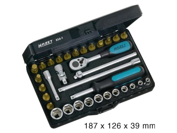 HAZET 854-1, Støpselsett, 1/4", Metrisk/imperisk, 33 hoder, 6.3 mm, 1/4"