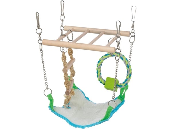 TRIXIE 6298, Bridge/Hammock, Hamster, Brun, Grön, Vit, Fuskpäls, Nylon, Trä, 170 mm, 150 mm