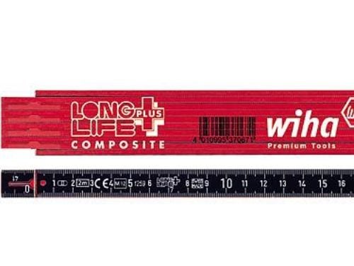 Wiha Longlife®Plus Composite tommestok 2m, 90 grader stop i alla led, röd/sort
