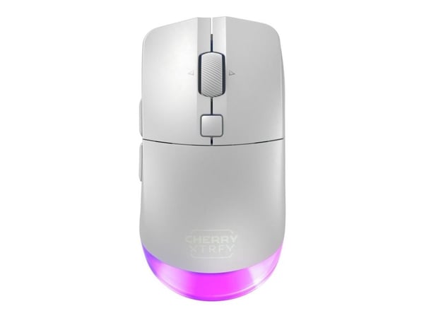 CHERRY Xtrfy M50 - Mus - ergonomisk - optisk - 5 knapper - trådløs, kablet - 2.4 GHz, Bluetooth 5.2 - USB trådløs mottaker - hvit