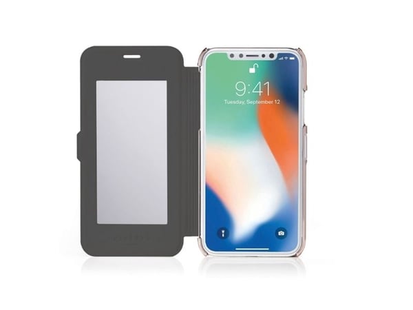 Pipetto Slim Wallet Mirror Deksel til iPhone XR - Svart/Rosegull