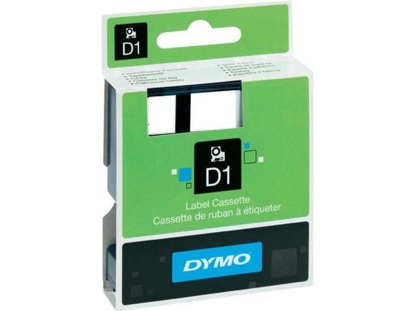 Labeltape DYMO® D1 sort på gul 12mm x 7m