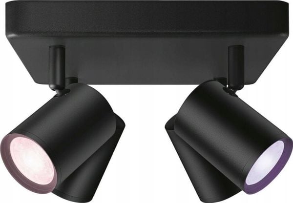 WiZ overflatemontert Imageo Square svart 4 spots - Smart LED-belysning - farget og hvitt lys - GU10 - 4x5W - Wi-Fi