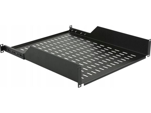 Lanview by Logon - Rack-hylle - foran, 1U bak tilkoblet, d=550 mm - RAL 9005, svart - 2U - 19"