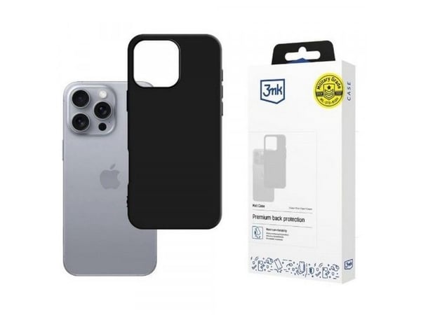 3MK Matt Case, Cover, Apple, iPhone 16 Pro, 16 cm (6.3"), Black