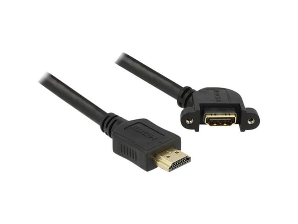 Delock - HDMI-kabel med Ethernet - HDMI hann til HDMI hunn - 1 m - svart - 110°-kontakt