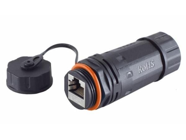MicroConnect - Nettverkkopler - RJ-45 (hunn) vernehette til RJ-45 (hunn) vernehette - UTP - CAT 6a - IEEE 802.3at - utendørs, short - svart