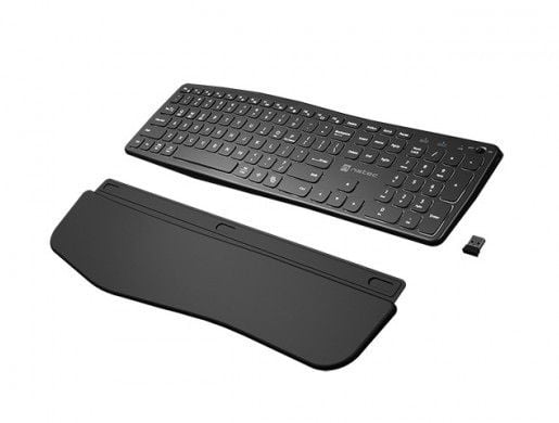 NATEC PORIFERA, Full størrelse (100 og), Trådløs, Bluetooth, Sakseformet tastebryter, QWERTY, Sort