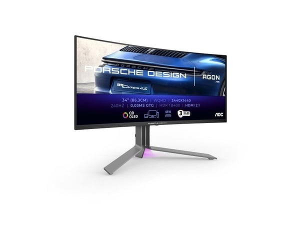 AOC Porsche PD34, 86,4 cm (34"), 3440 x 1440 piksler, Wide Quad HD, QD-OLED, 0,03 ms, Svart