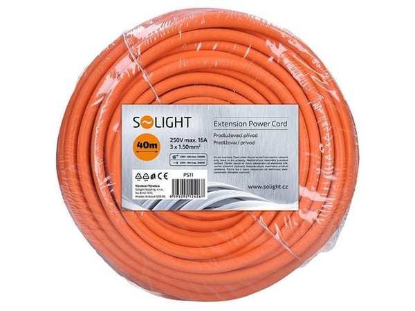 Solight PS11, 40 m, Inomhus/utomhus, Typ E, Typ E, Vinklad, IP20