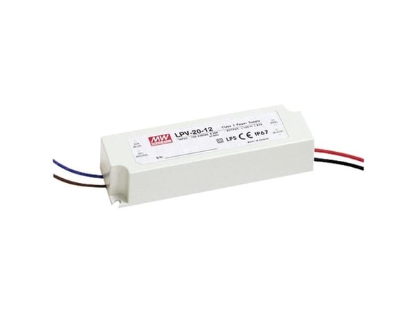 MEAN WELL LPV-20-24, Hvit, 90 - 264 V, 50 - 60 Hz, 118 mm, 26 mm, 35 mm